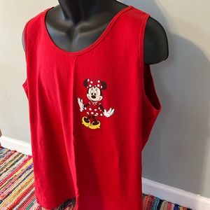 90s Minnie Mouse Disney Tank Top Tee Shirt Spellout Red XL